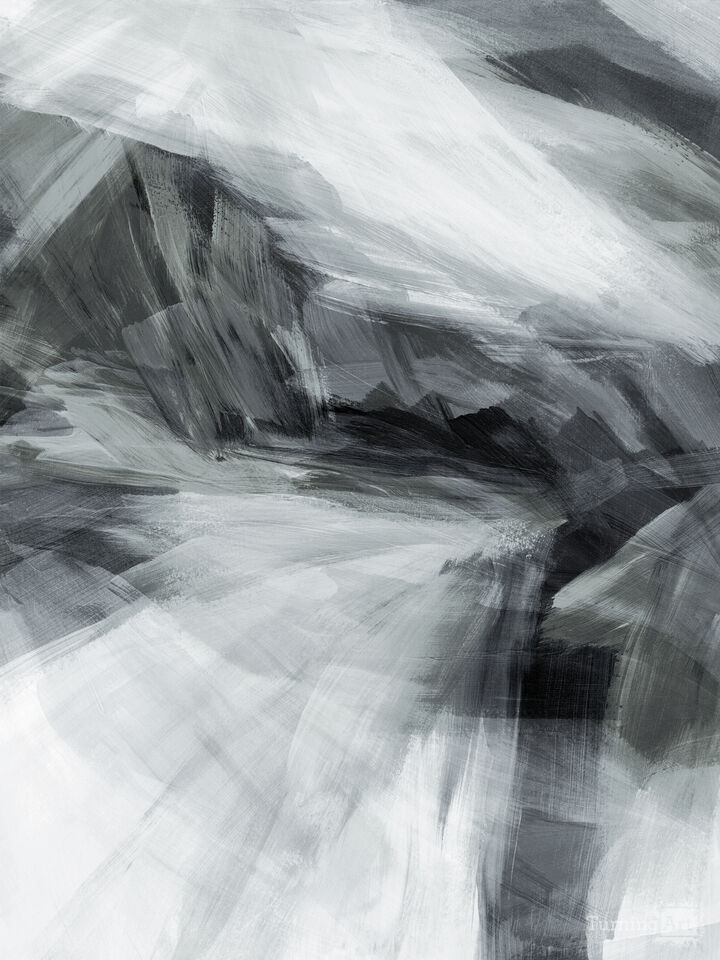 PUSH AND PULL 2 B&W GREYSCALE - ABSTRACT PAINTING (DIPTYCH)