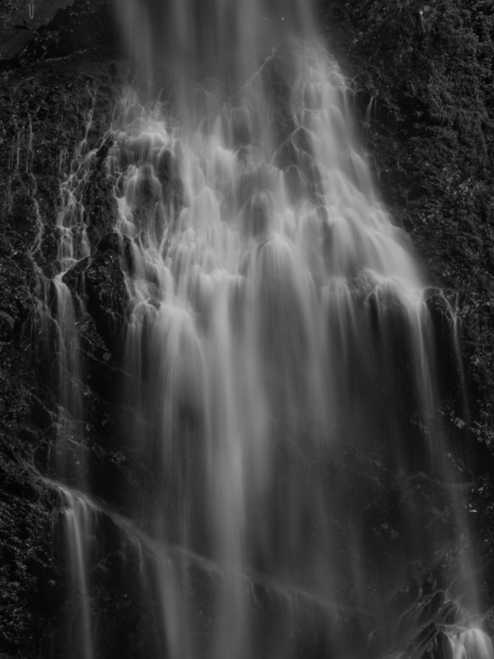 Delicate Veil of a Black and White Waterfall
