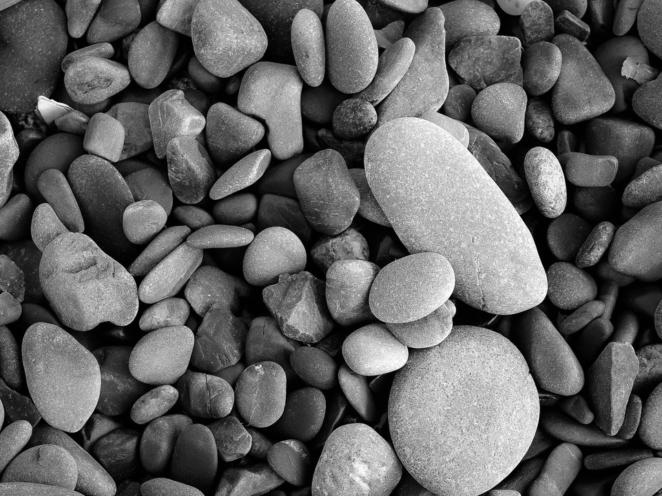 Black & White of Wave Worn Beach Stones