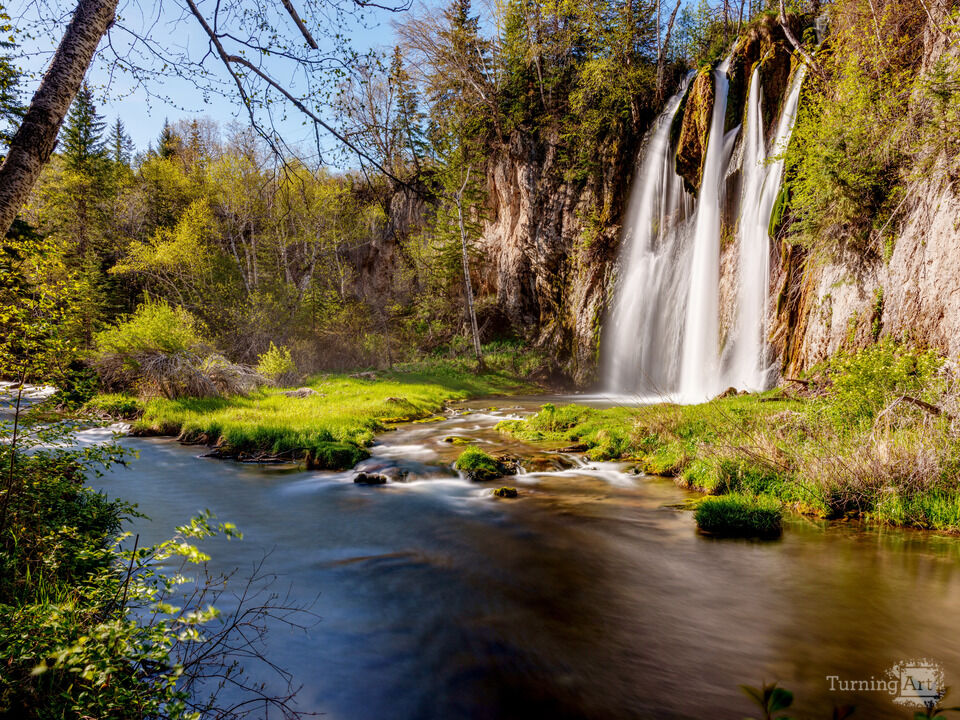 Spearfish Falls Side View By The Creek