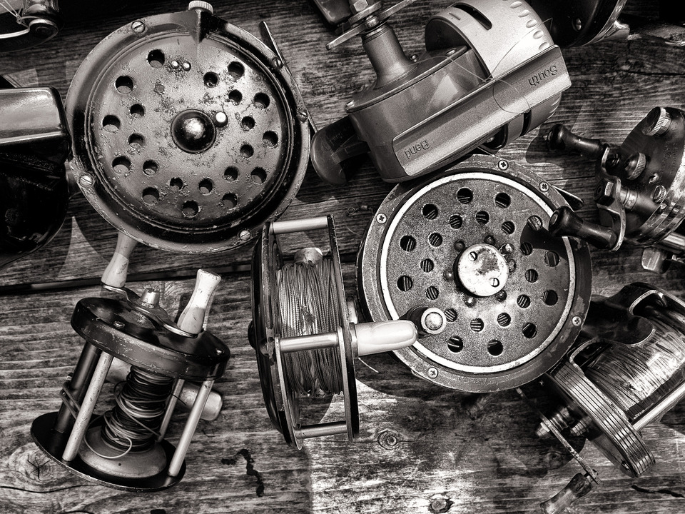 Still Life of Fly Reels and Fishing Gear
