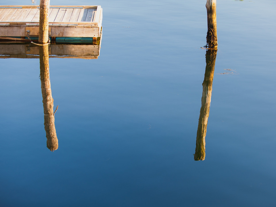 Early Evening Light Reflected in Calm, Blue Waters