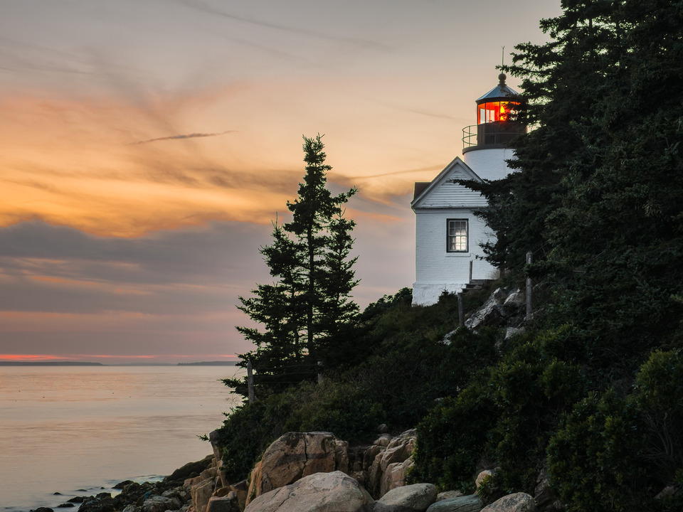 Sunset at the Bass Harbor Lighthouse Maine