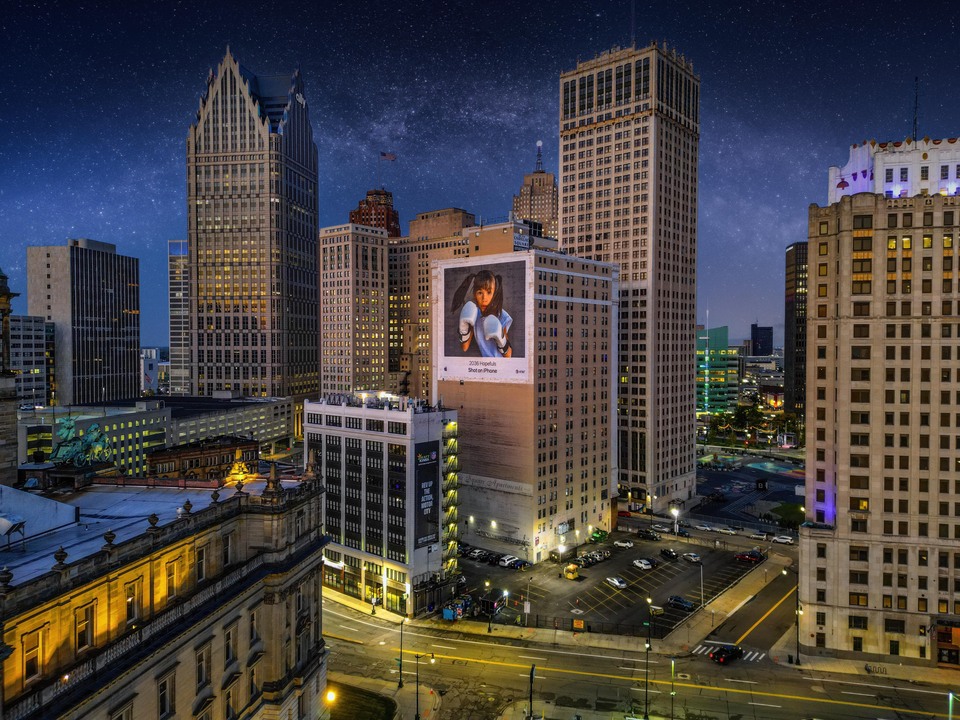 Detroit Skyline Under the Stars 