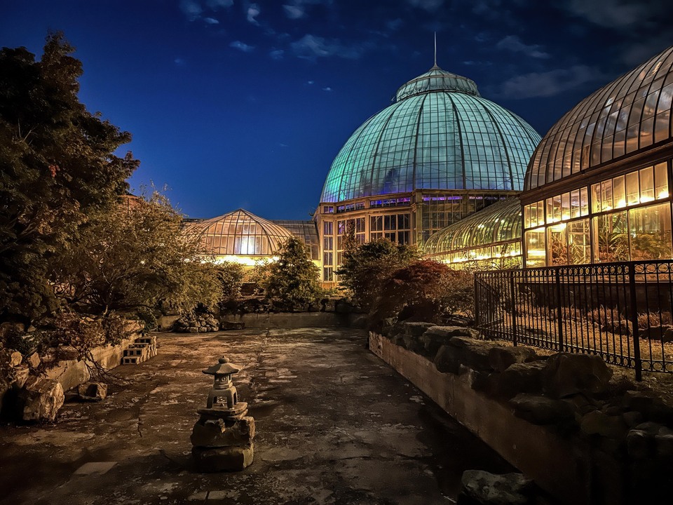 The Grand Dome of Belle Isle Conservatory at Night