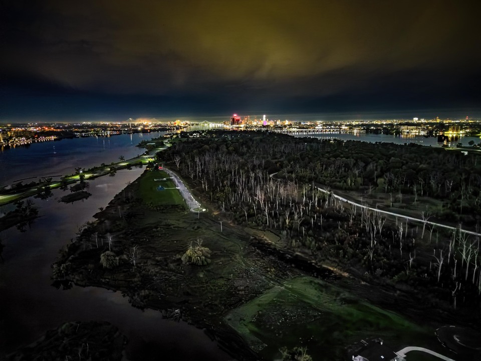 Detroit’s Skyline Beyond the Woods of Belle Isle