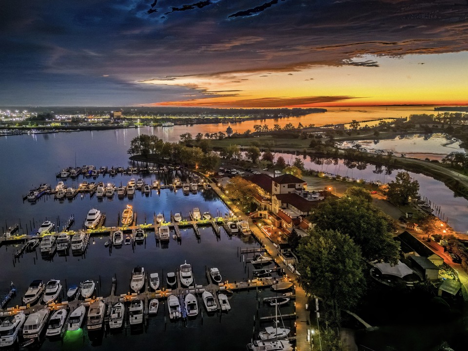 Sunrise on the Horizon at the Detroit Yacht Club