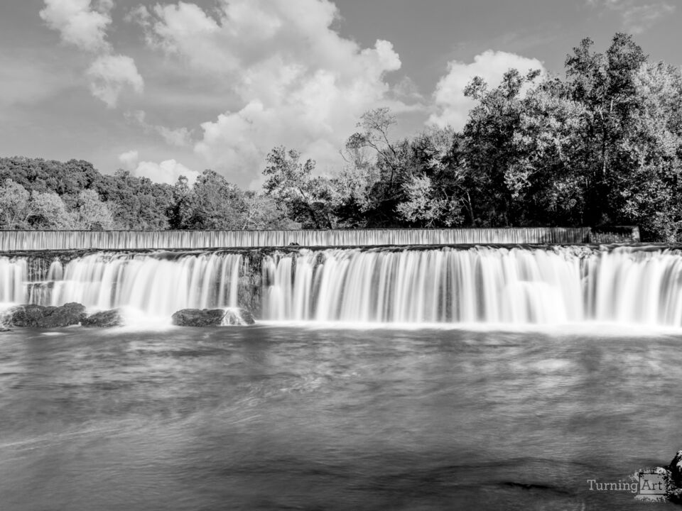 Autumn Morning Joplin Flowing Waterfalls Grayscale