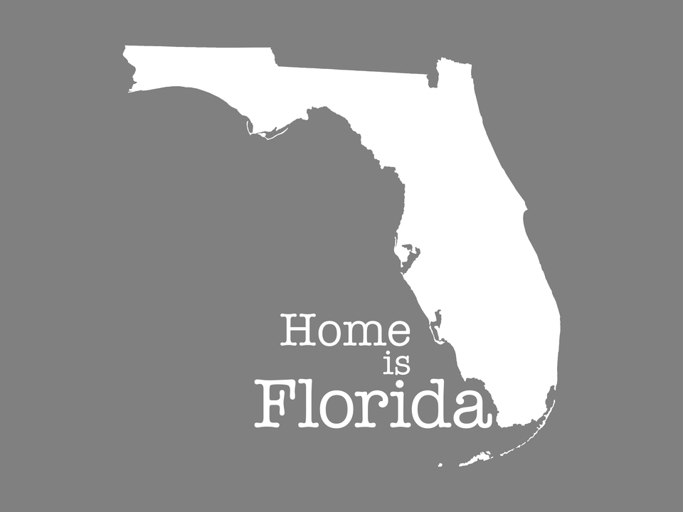 Home is Florida, state outline illustration