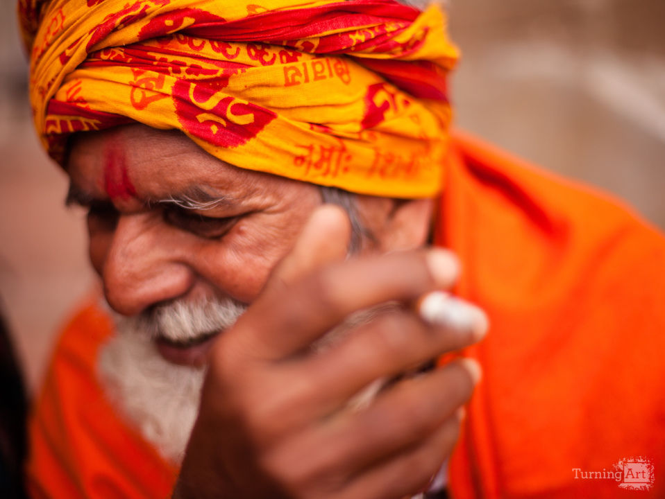 Smoking baba on the ghats