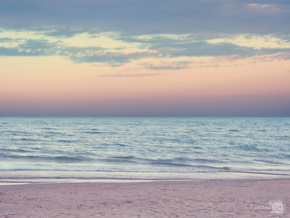 Chicago pastel beach at sunset