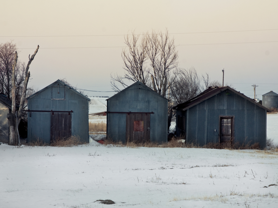 Three Sheds in Snow
