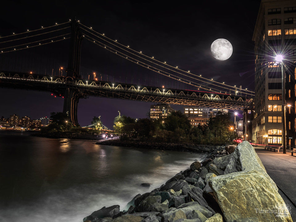 Moon Rise over Manhattan Bridge