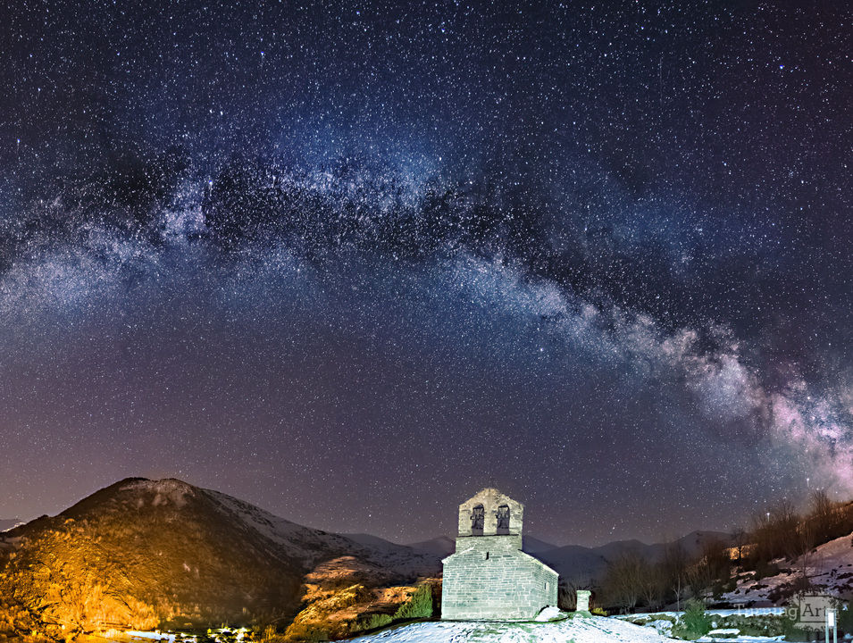 Milky Way arch over old hermitage