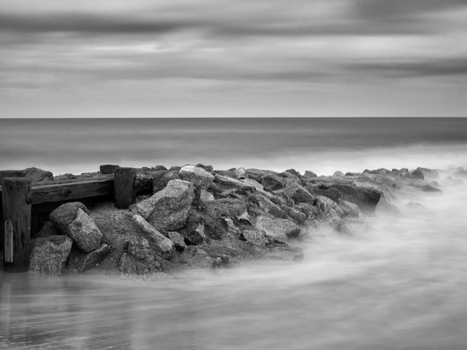 The Surf, Long Exposure, B&W