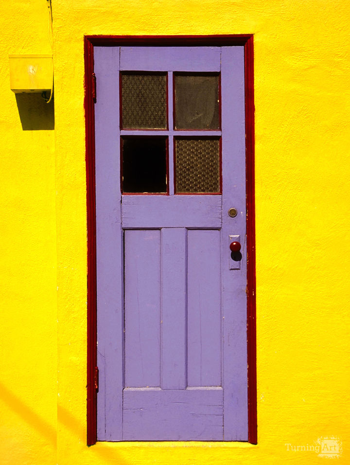 Purple Door Yellow Wall