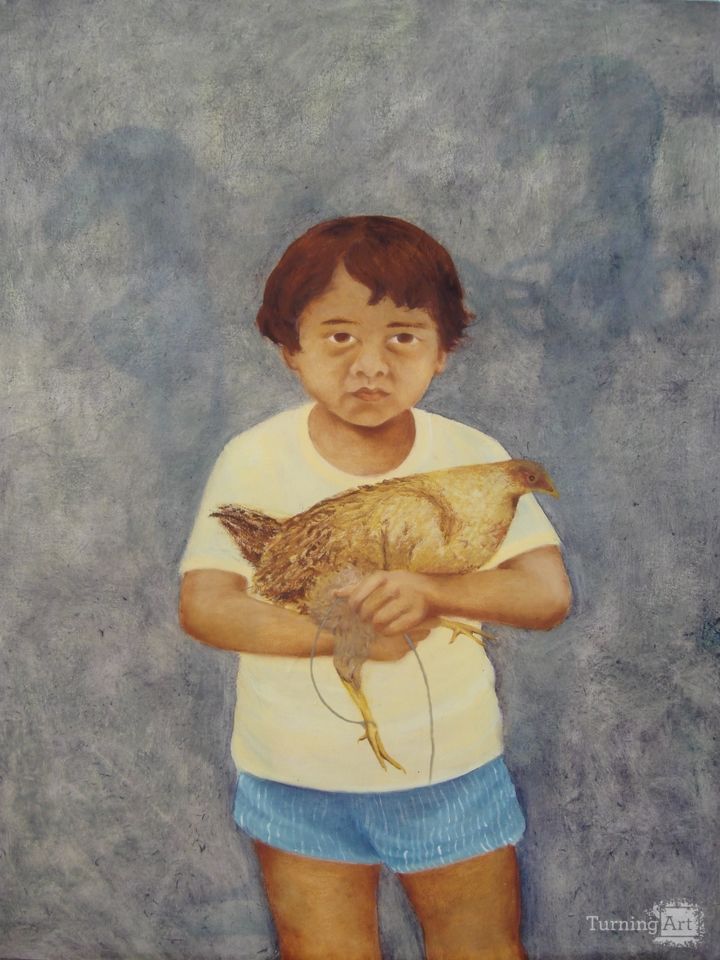 Girl with chicken