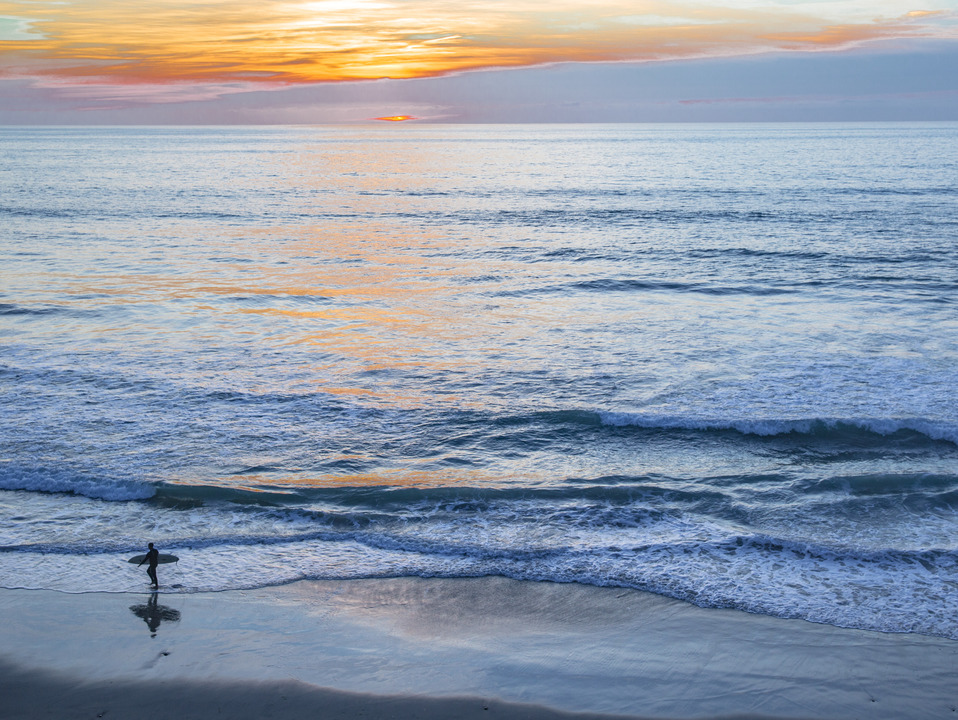 Surf, Surfer, Sunset