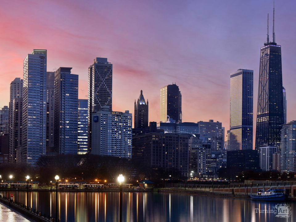 Chicago sundown skyline