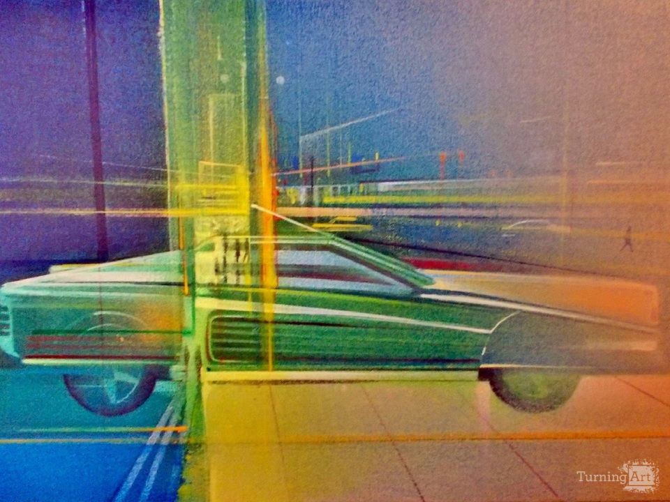 Nightscape reflection. The showroom