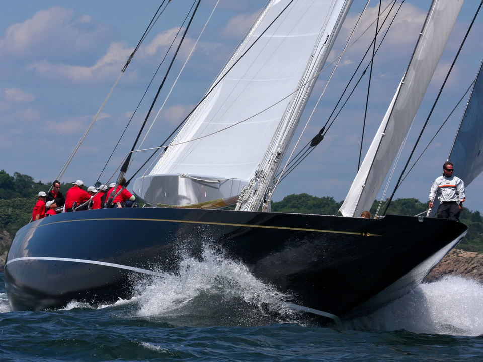 J Class Hanuman Cutting Through Newport Bay