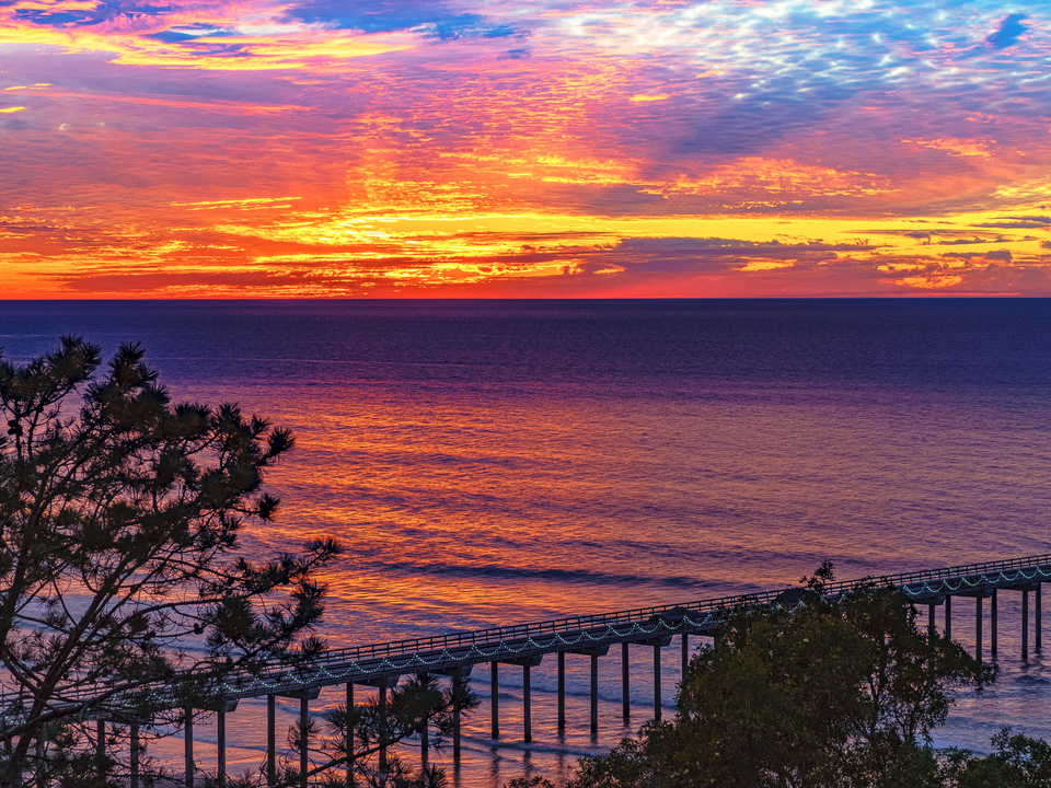 Colorful Sunset at Scripps Pier, La Jolla