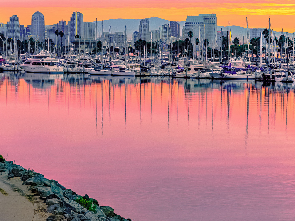 Cityscape from Harbor Drive, San Diego Sunrise.