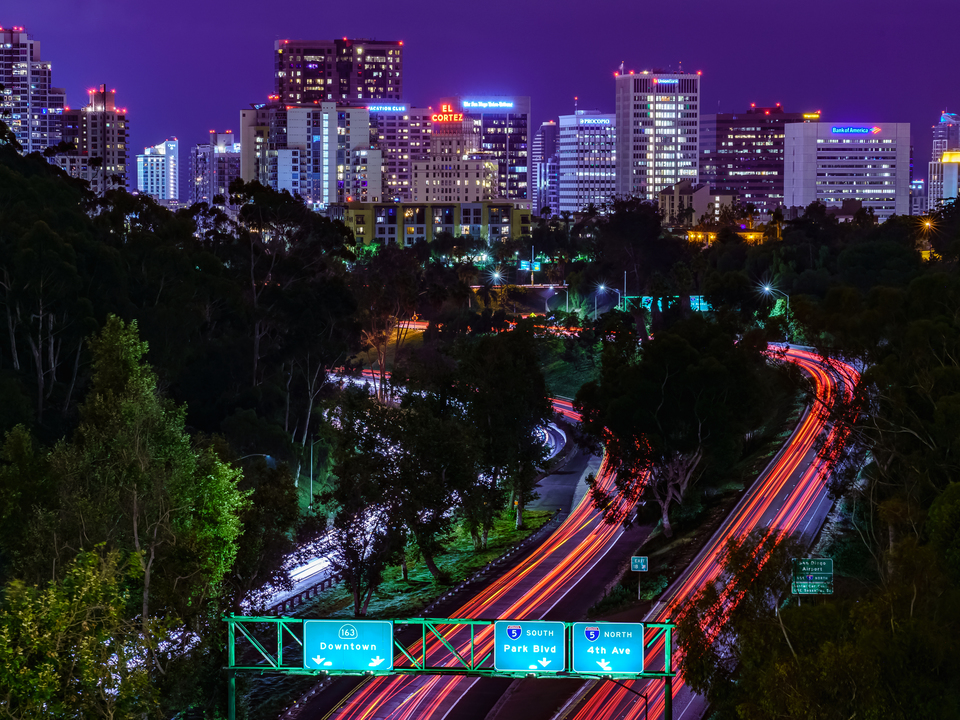 San Diego Skyline and Cityscape from Overpass