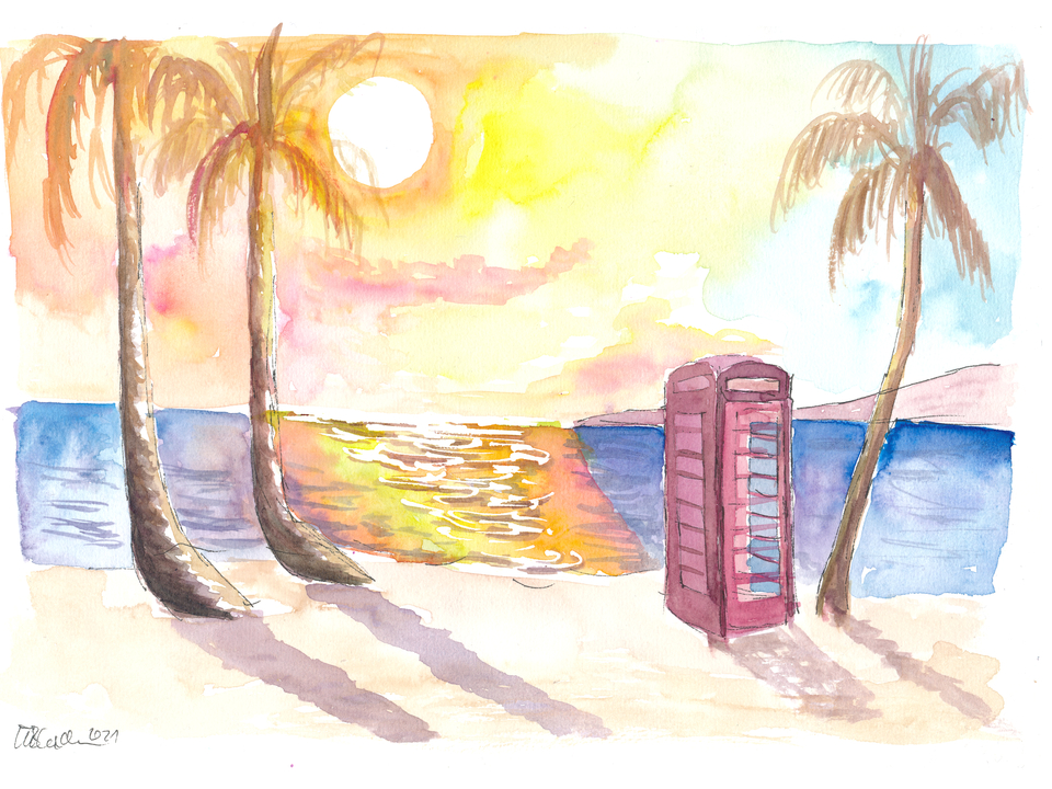 Red Royal English Phone Booth in Antigua Dickenson Bay