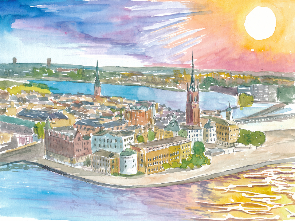 Stockholm Sweden Spectacular Sunset with Stamla Gan and Östermalm
