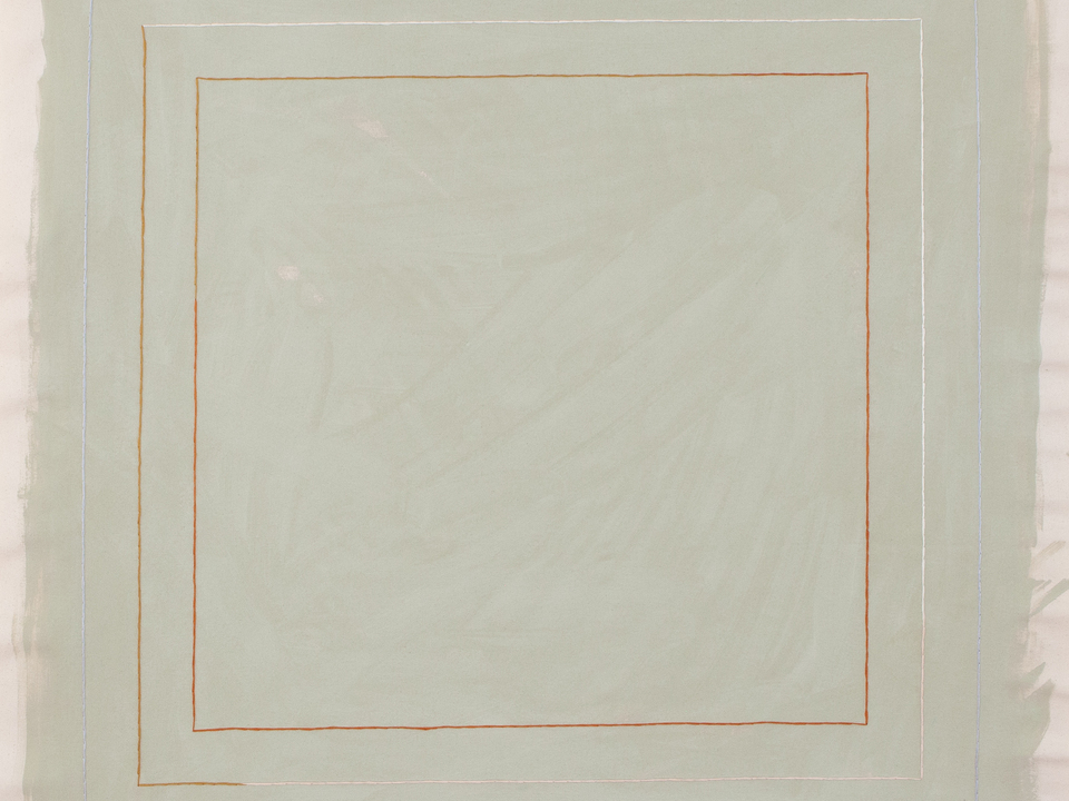 Pale Sage With Light Denim Squares