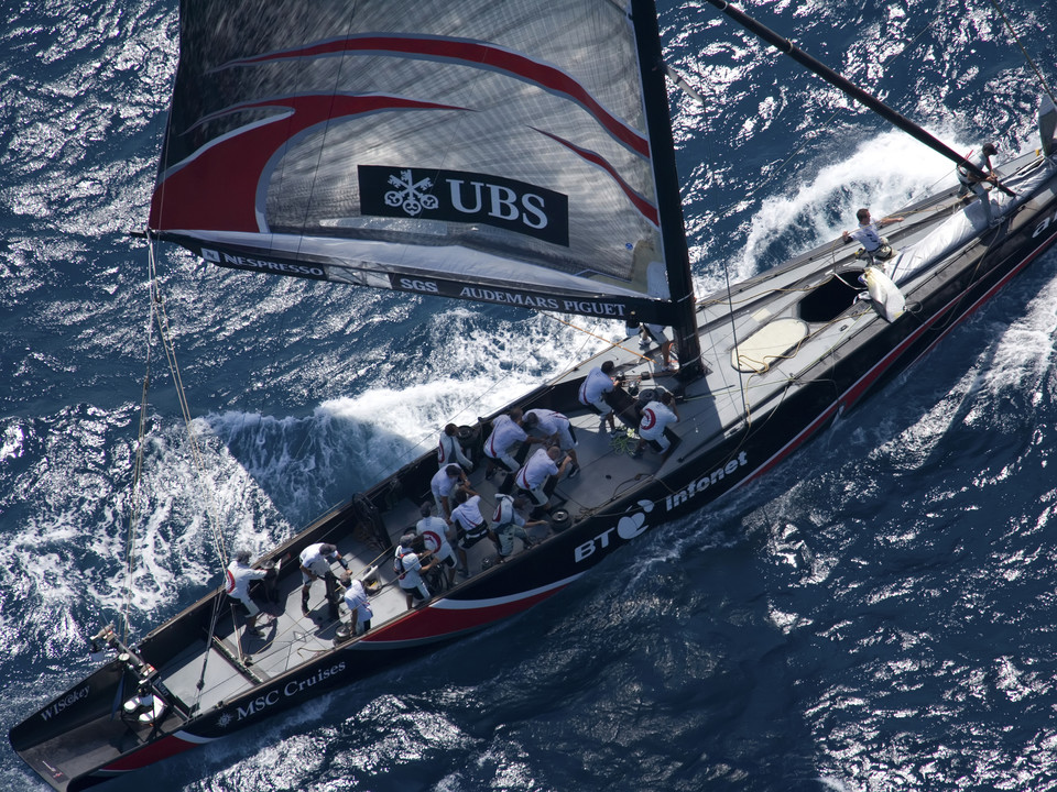 Amerioca's Cup Alinghi Goes Downwind in Valencia, Spain