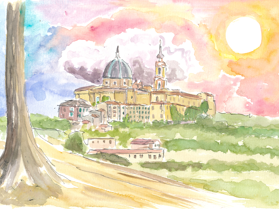 Loreto Italy City Pilgrimage Town on a Marche Hill