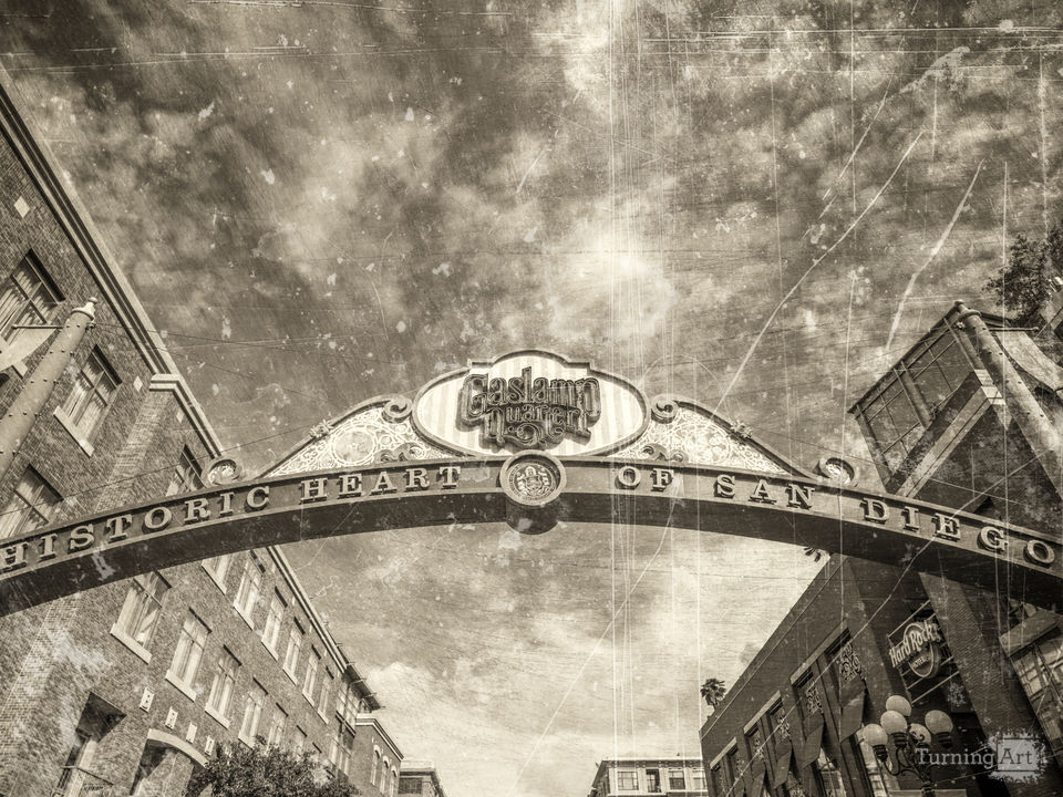 The Gaslamp Quarter Sign Vintage Textured