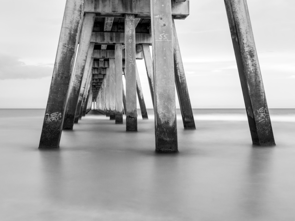 Beauty Under Navarre Beach Pier Grayscale